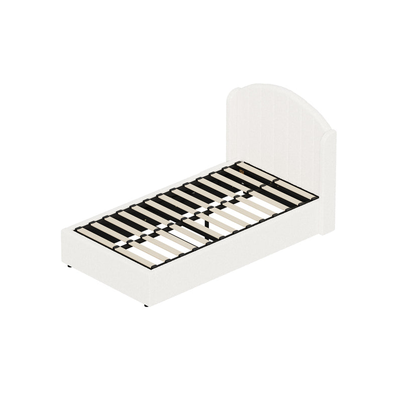 Oikiture Bed Frame King Single Gas Lift Storage USB Charging Boucle