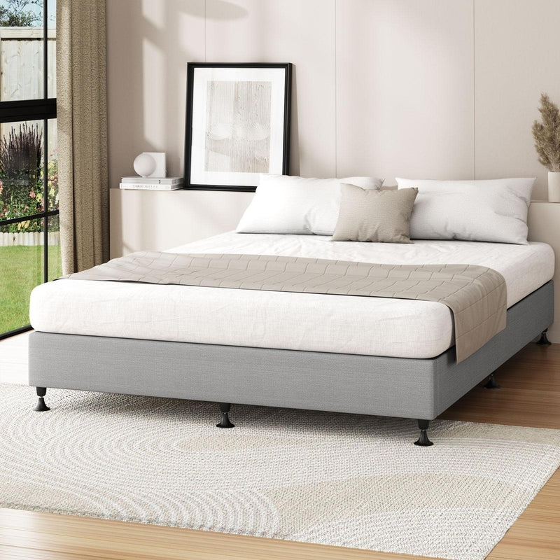 Oikiture Bed Frame Double Size Fabric Grey