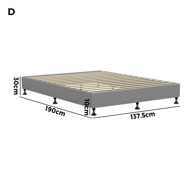 Oikiture Bed Frame Double Size Fabric Grey