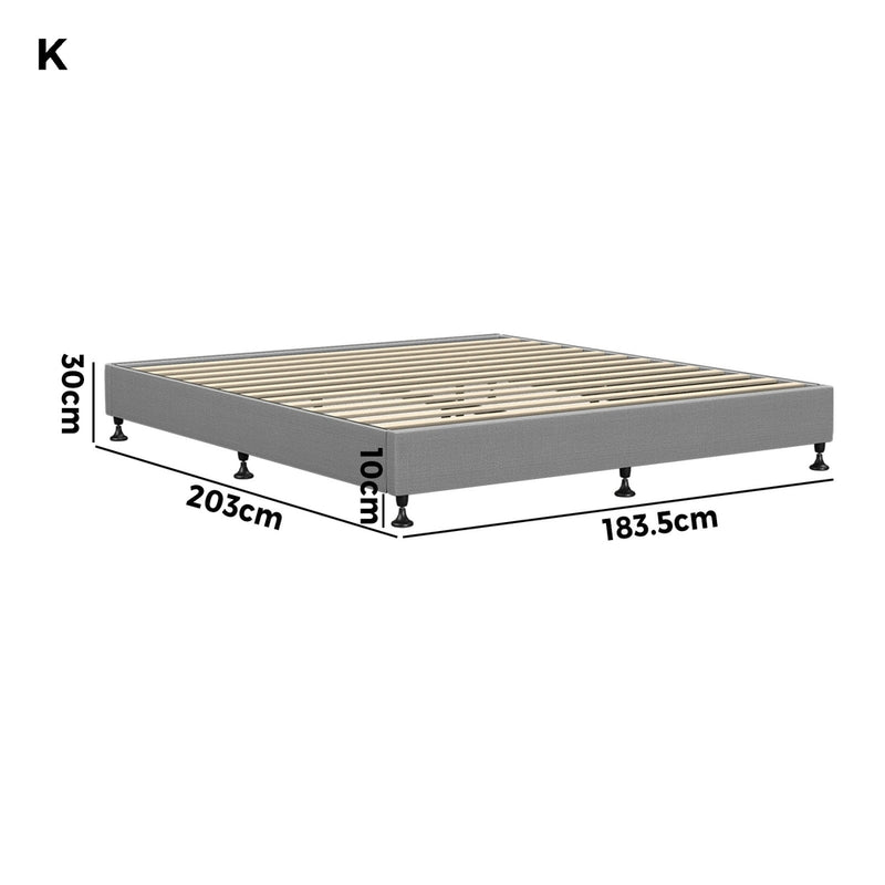 Oikiture Bed Frame King Size Fabric Grey
