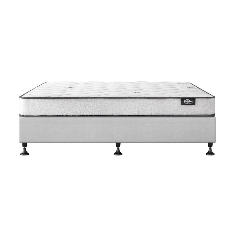 Oikiture Bed Frame Double Size Upholstered with Mattress Beige