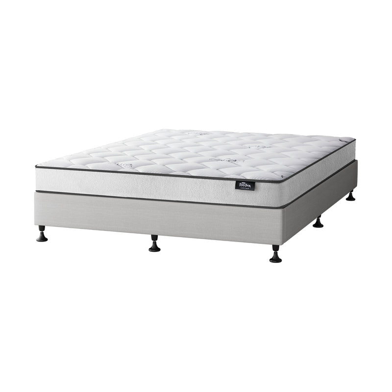Oikiture Bed Frame Double Size Upholstered with Mattress Beige