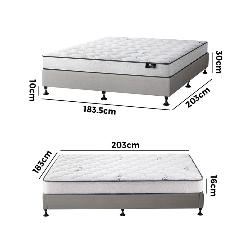 Oikiture Bed Frame King Size Upholstered Platform with Mattress Beige