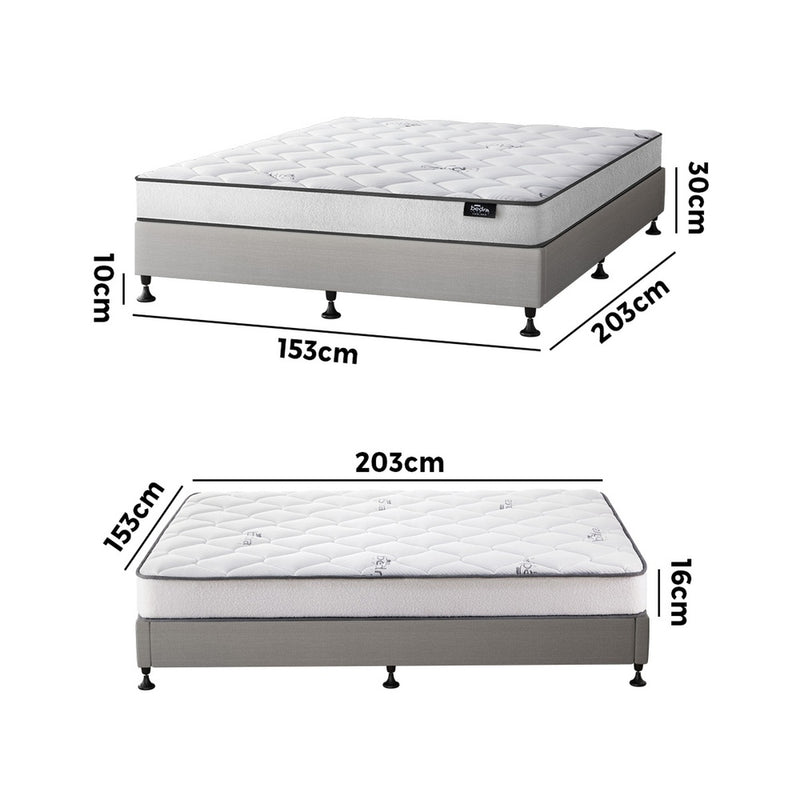 Oikiture Bed Frame Queen Size Upholstered Platform with Mattress Beige