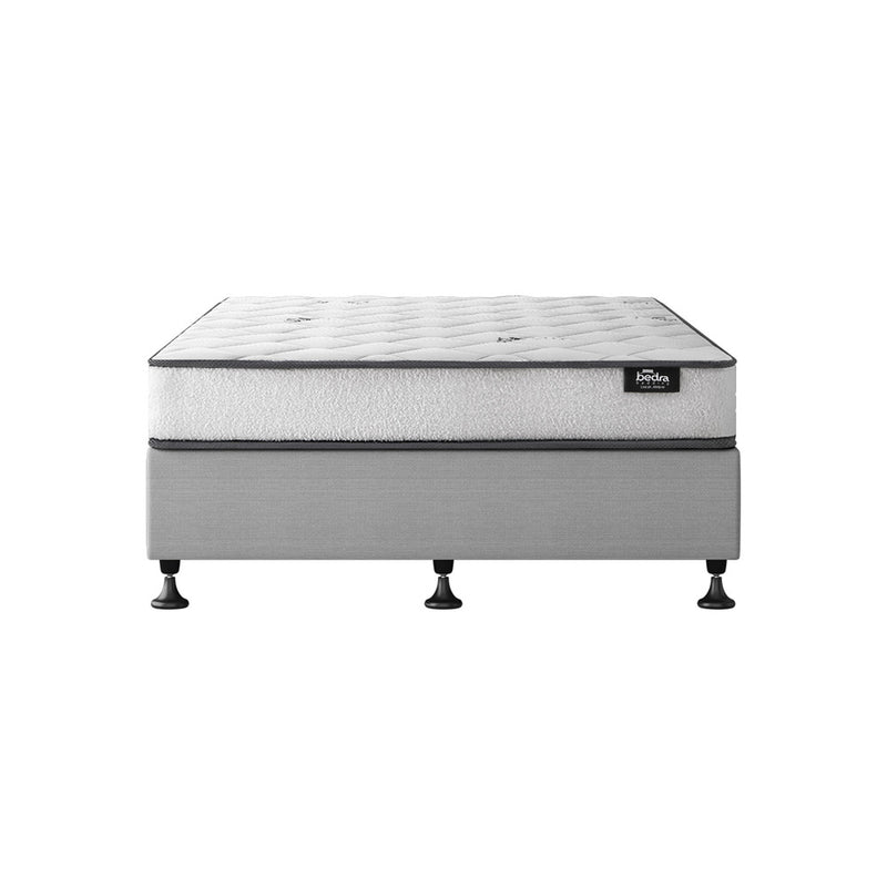 Oikiture Bed Frame Single Size Upholstered with Mattress Beige