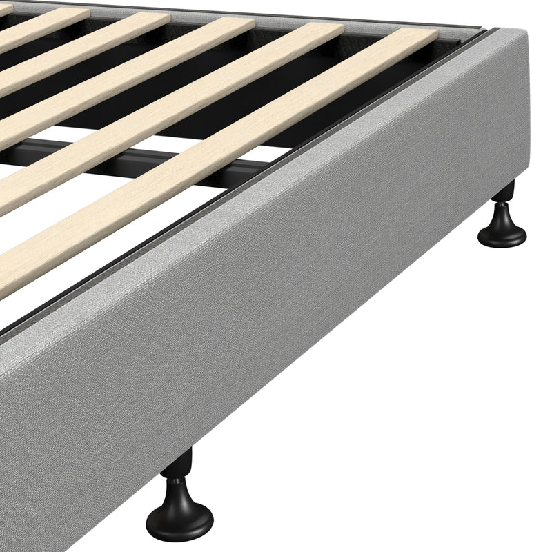 Oikiture Bed Frame Single Size Upholstered with Mattress Beige