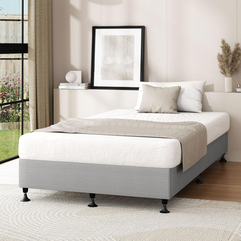 Oikiture Bed Frame Single Size Fabric Grey