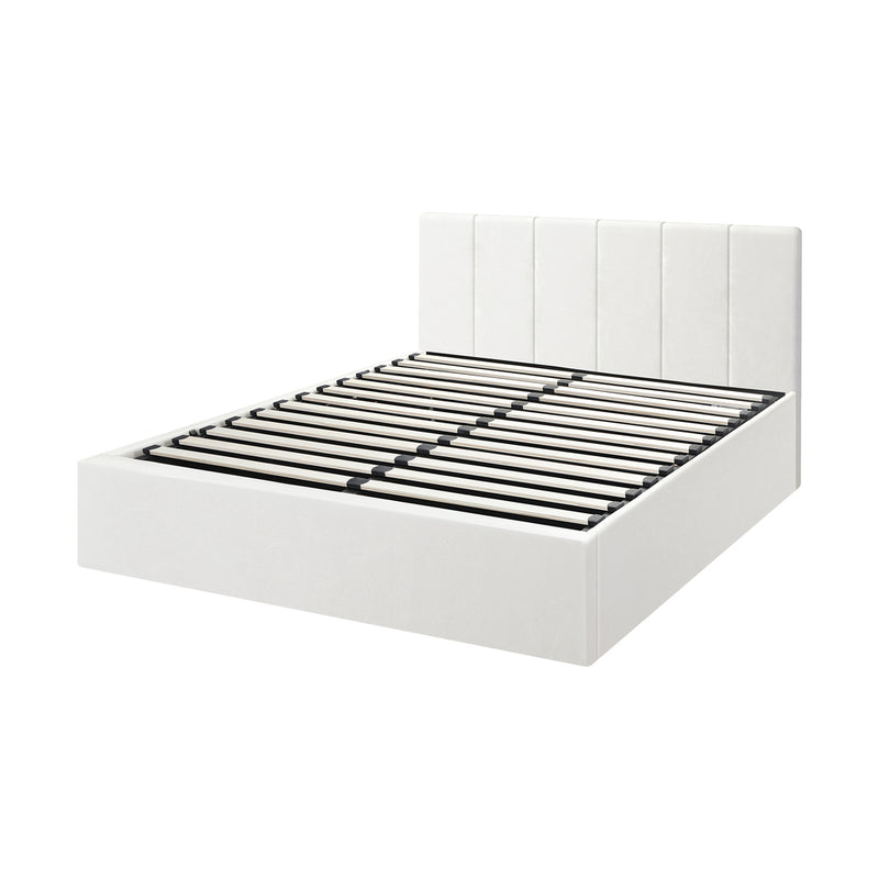 Oikiture Bed Frame Double Size Gas Lift Base PU Leather ZOE
