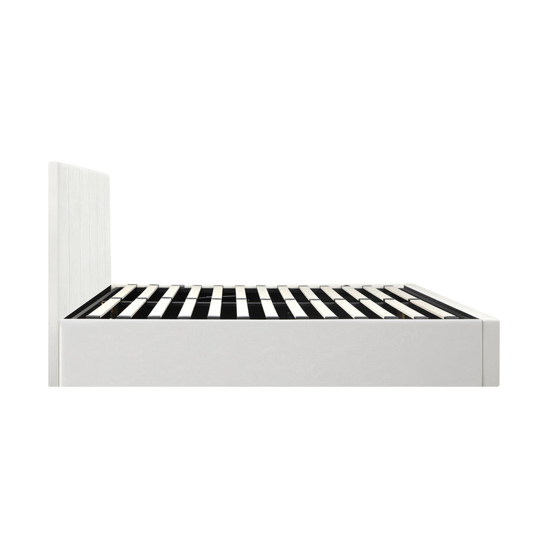 Oikiture Bed Frame Double Size Gas Lift Base PU Leather ZOE