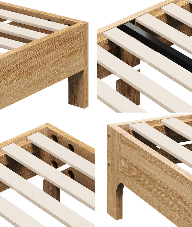 Oikiture Bed Frame Queen Size Wooden Mattress Base Beds Natural