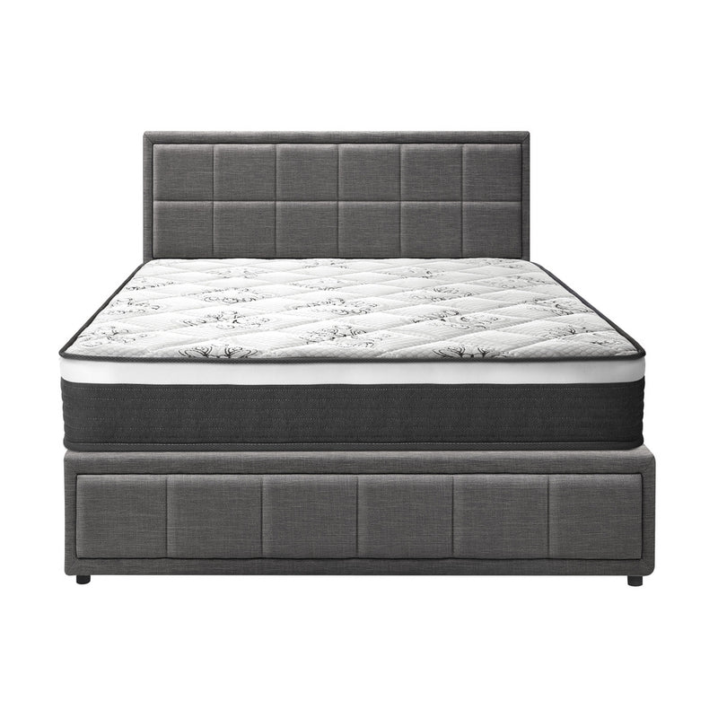 Oikiture Bed Frame With Mattress Set King Size Gas Lift Grey BOSS