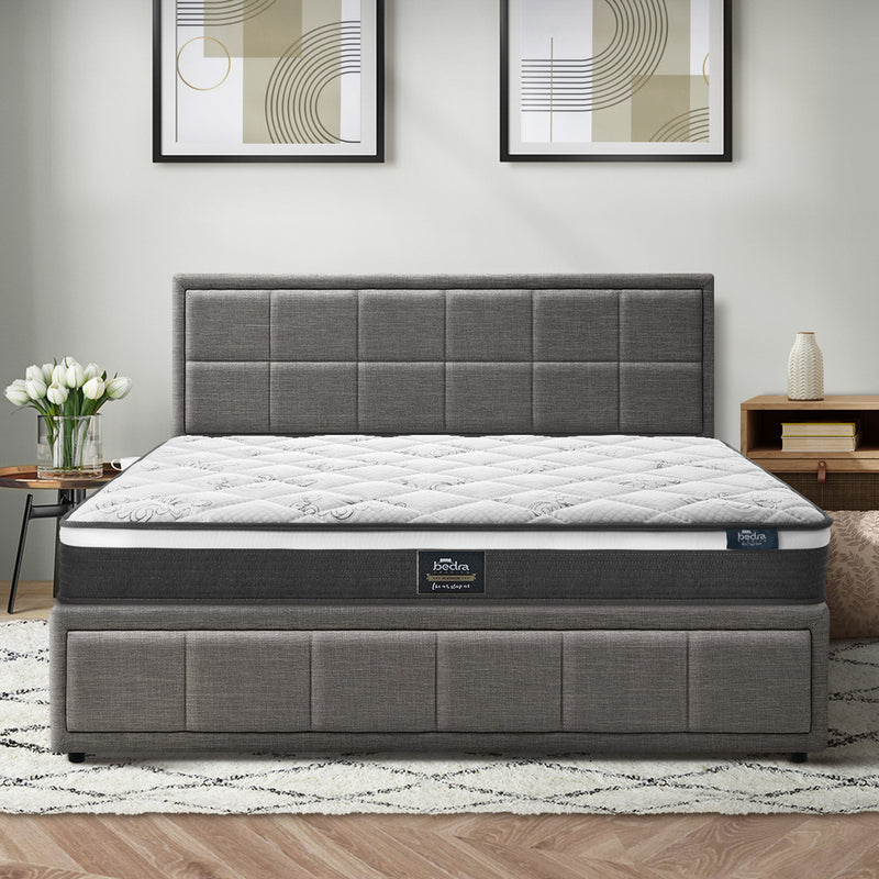 Oikiture Bed Frame With Mattress Set King Size Gas Lift Grey BOSS