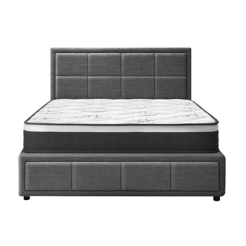 Oikiture Bed Frame With Mattress Set King Single Gas Lift Grey BOSS
