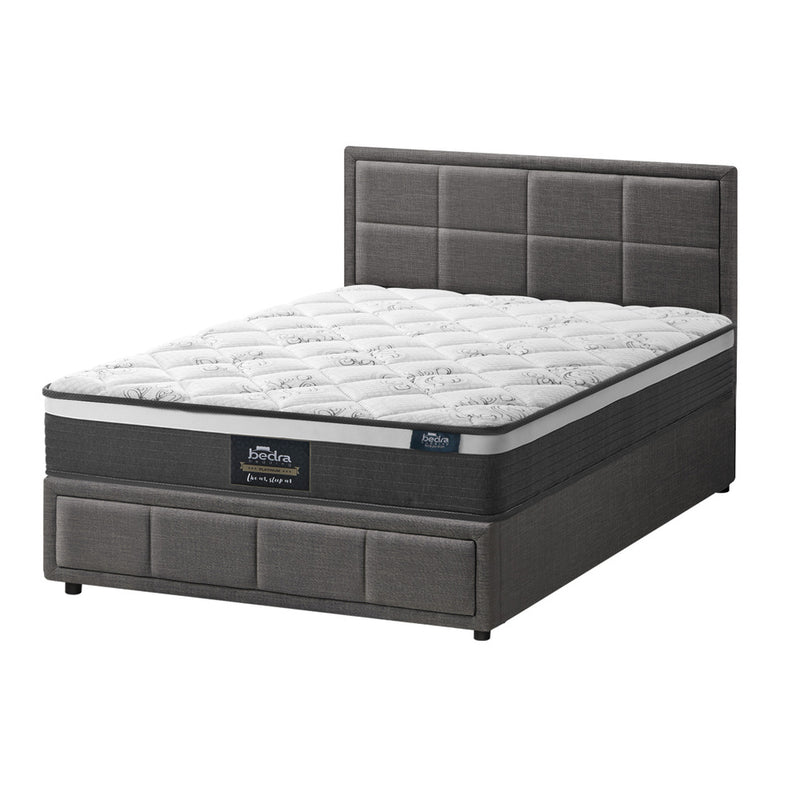 Oikiture Bed Frame With Mattress Set King Single Gas Lift Grey BOSS