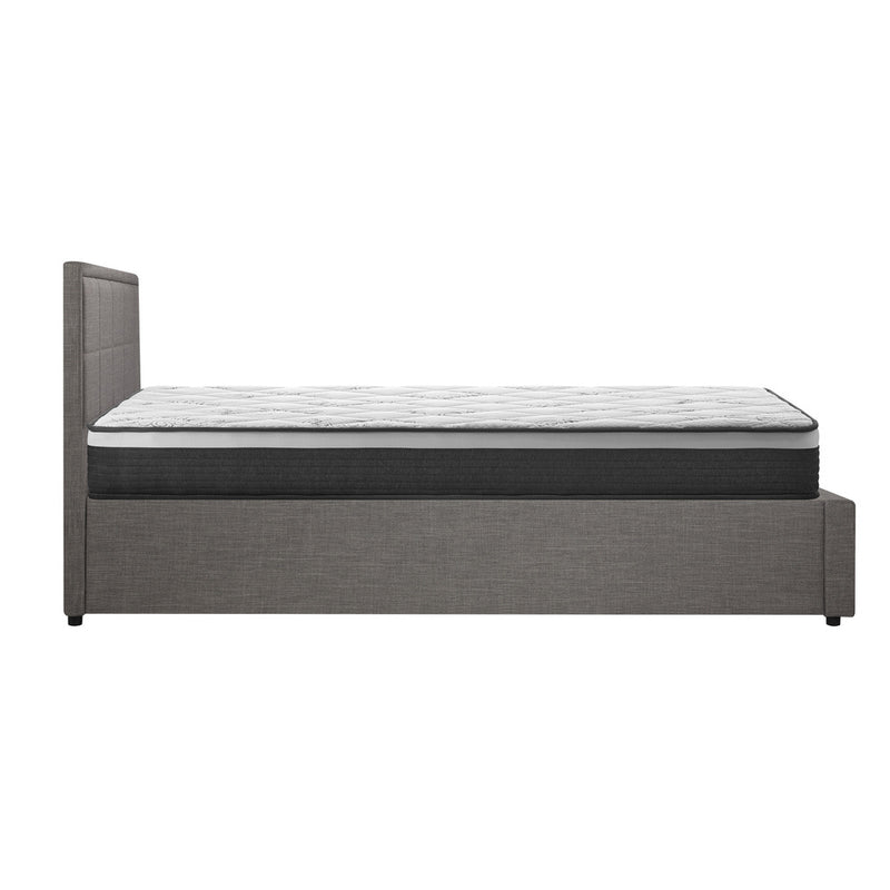 Oikiture Bed Frame With Mattress Set Queen Size Gas Lift Grey BOSS