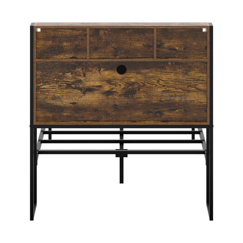 Oikiture Bed Frame King Single LED Storage Drawer & Charging Station