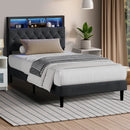 Oikiture Bed Frame with LED Storage Bedhead King Single Size NOVI
