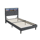 Oikiture Bed Frame with LED Storage Bedhead King Single Size NOVI