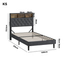 Oikiture Bed Frame with LED Storage Bedhead King Single Size NOVI