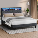 Oikiture Bed Frame with LED Storage Bedhead Queen Size NOVI