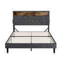 Oikiture Bed Frame with LED Storage Bedhead Queen Size NOVI