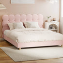 Oikiture Bed Frame Queen Size Tufted Bedhead Boucle Fabric Pink