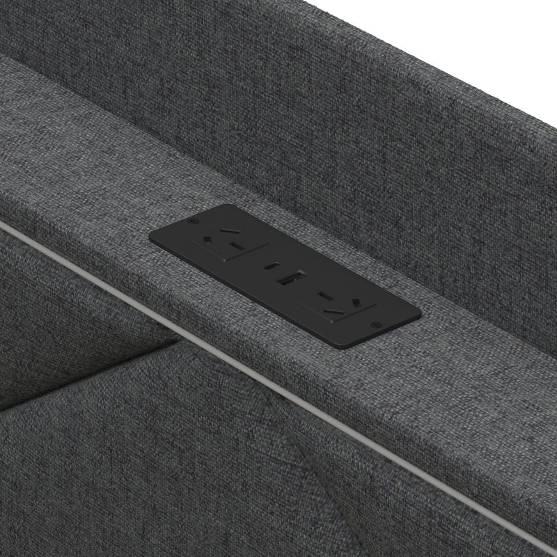 Oikiture Bed Frame King Single with LED Headboard Charging 4 Drawers