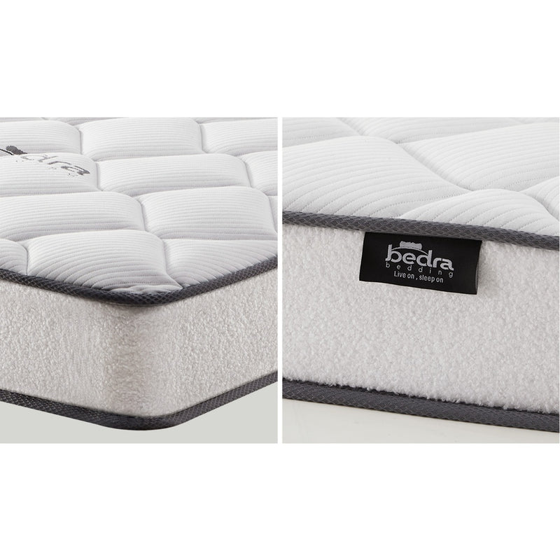 Oikiture Bed Frame with Mattress Double Size Pink Velvet