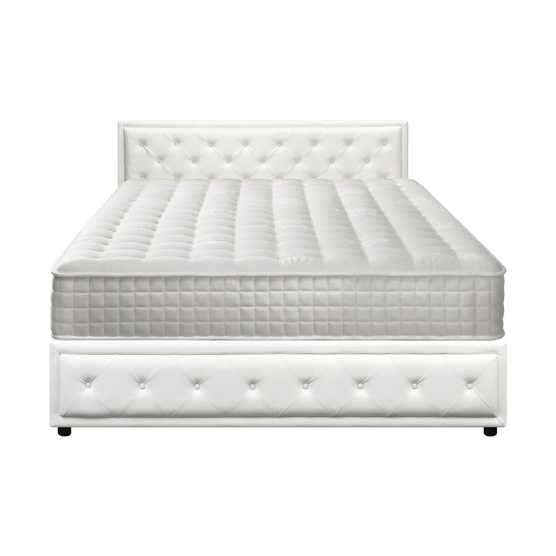 Oikiture Bed Frame with Mattress King Size Gas Lift White