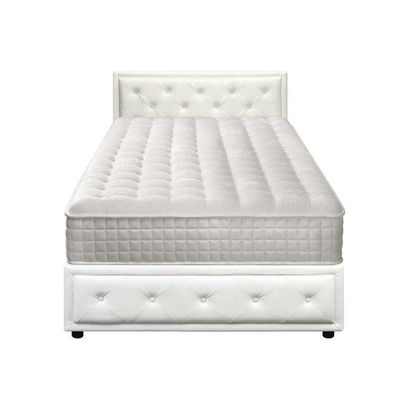 Oikiture Bed Frame with Mattress King Single Gas Lift White