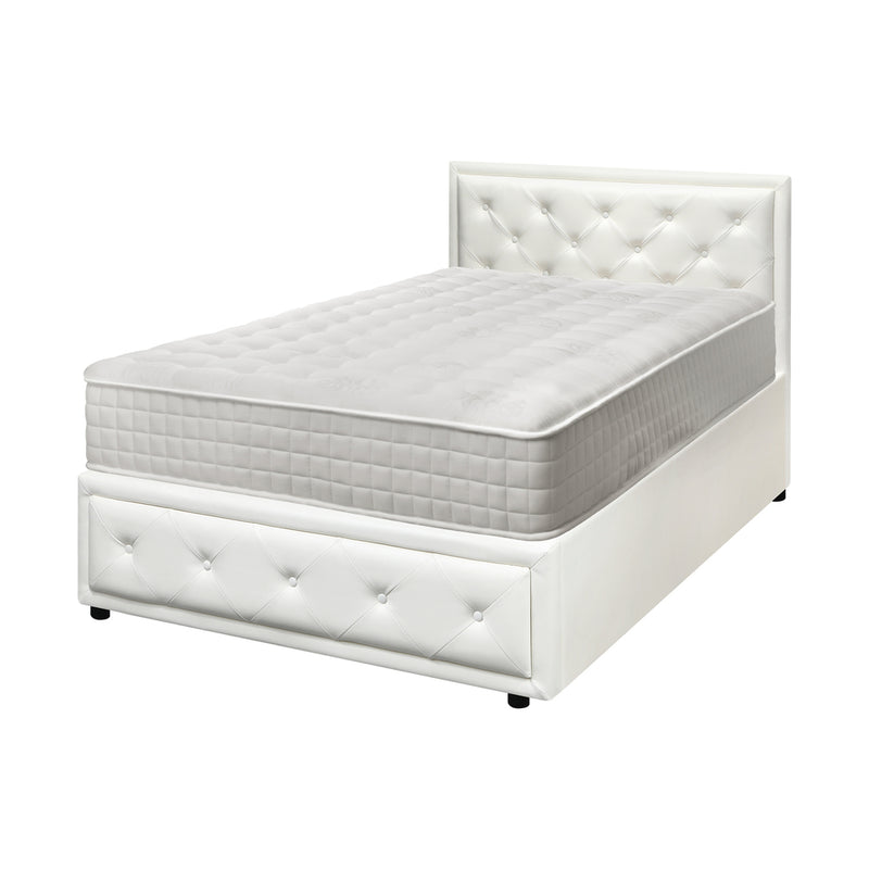 Oikiture Bed Frame with Mattress King Single Gas Lift White