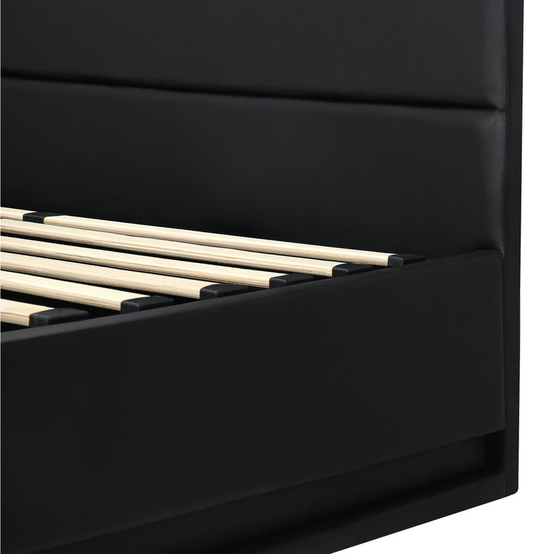 Oikiture Bed Frame with Mattress Double Size LED Gas Lift Black LAYZ