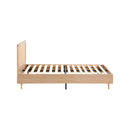 Oikiture Wooden Bed Frame Double Size Rattan Headboard