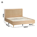 Oikiture Wooden Bed Frame Double Size Rattan Headboard