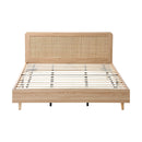 Oikiture Wooden Bed Frame King Size Rattan Headboard