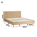 Oikiture Wooden Bed Frame King Size Rattan Headboard