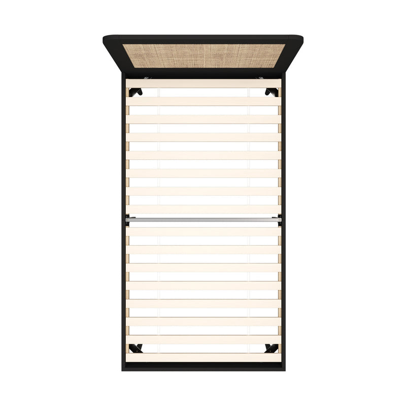 Oikiture Bed Frame King Single Real Rattan Headboard Black