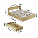 Oikiture Double Bed Frame with Charging Ports and 2 Drawers