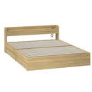 Oikiture Queen Size Bed Frame with Charging Ports & 2 Drawers