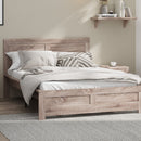 Oikiture Wooden Bed Frame Double Size Contemporary Light Oak
