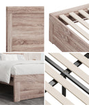 Oikiture Wooden Bed Frame Double Size Contemporary Light Oak