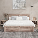 Oikiture Wooden Bed Frame King Size Contemporary Light Oak