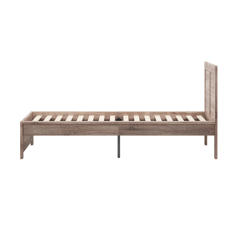 Oikiture Wooden Bed Frame King Single Contemporary Light Oak