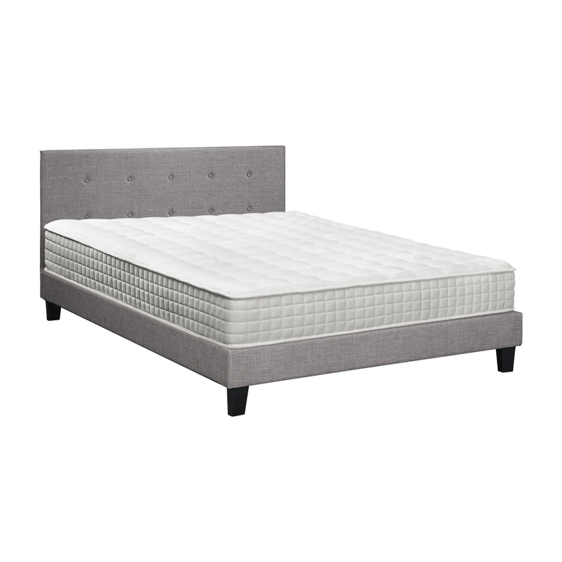 Oikiture Bed Frame Double Size Wooden Platform Beds with Mattress Grey
