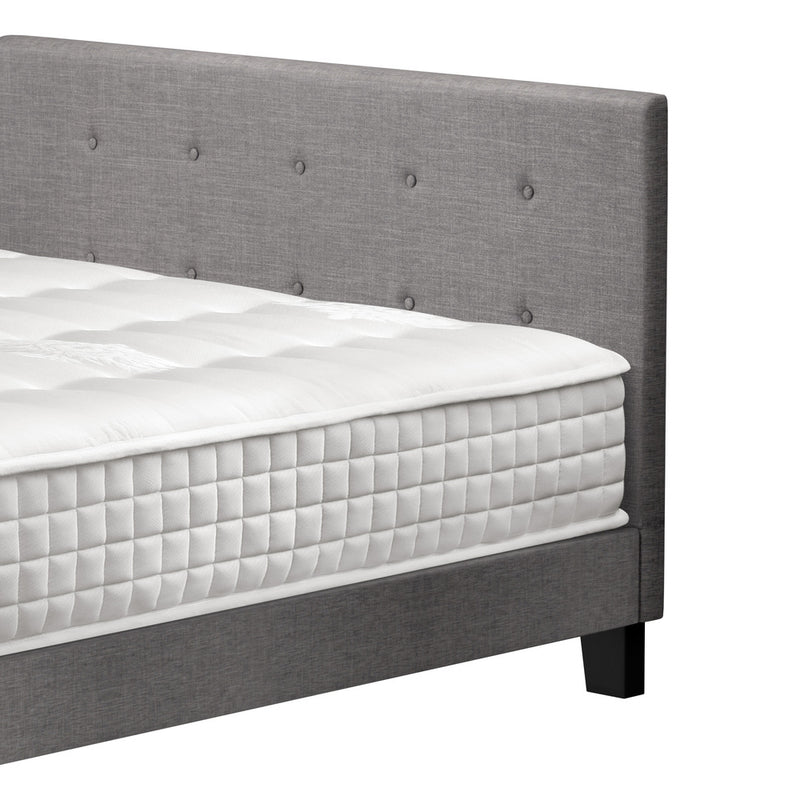 Oikiture Bed Frame Double Size Wooden Platform Beds with Mattress Grey