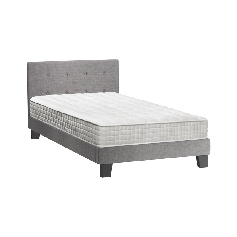 Oikiture Bed Frame King Single Size Wooden Beds with Mattress Grey