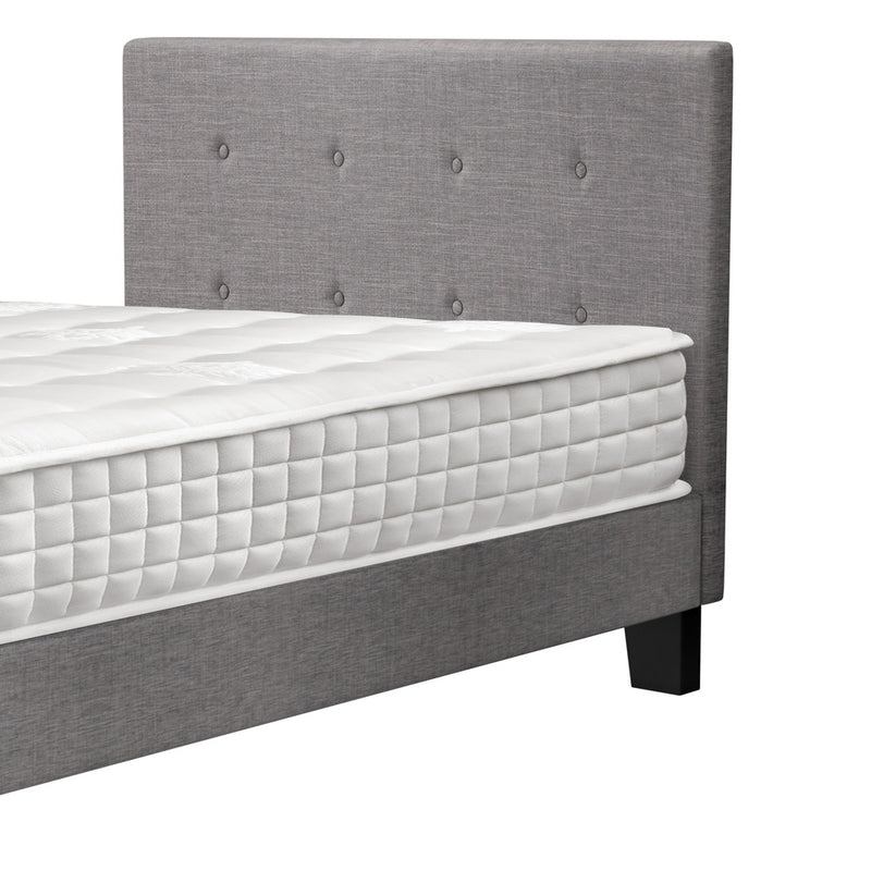 Oikiture Bed Frame King Single Size Wooden Beds with Mattress Grey