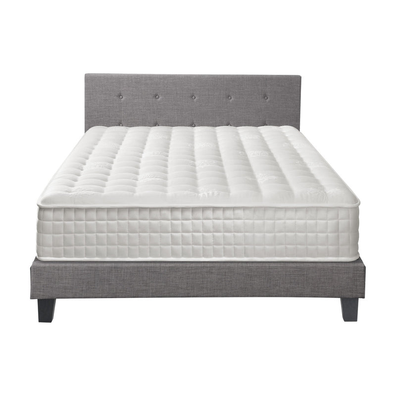 Oikiture Bed Frame Queen Size Wooden Platform Beds with Mattress Grey