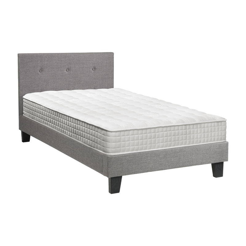 Oikiture Bed Frame Single Size Wooden Platform Beds with Mattress Grey