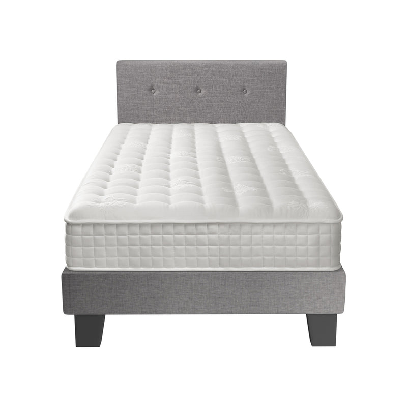 Oikiture Bed Frame Single Size Wooden Platform Beds with Mattress Grey